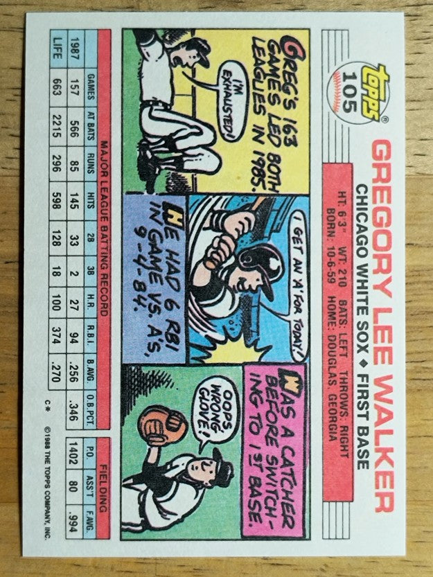 1988 Topps Big #105 Greg Walker