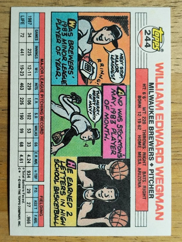 1988 Topps Big #244 Bill Wegman