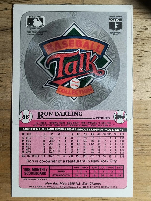 1989 Topps Baseball Talk/LJN #86 Ron Darling