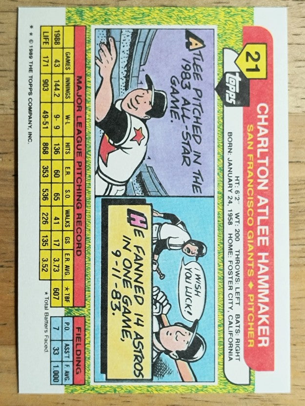 1989 Topps Big #21 Atlee Hammaker