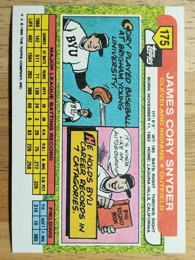 1989 Topps Big #175 Cory Snyder