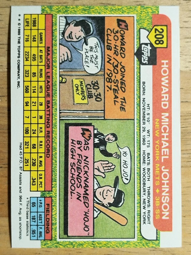1989 Topps Big #208 Howard Johnson