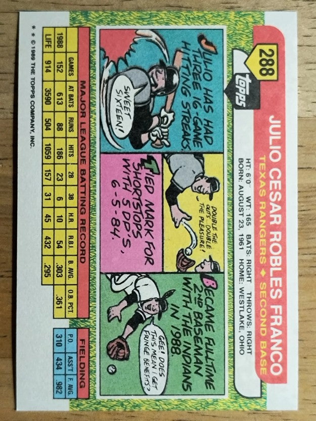 1989 Topps Big #288 Julio Franco