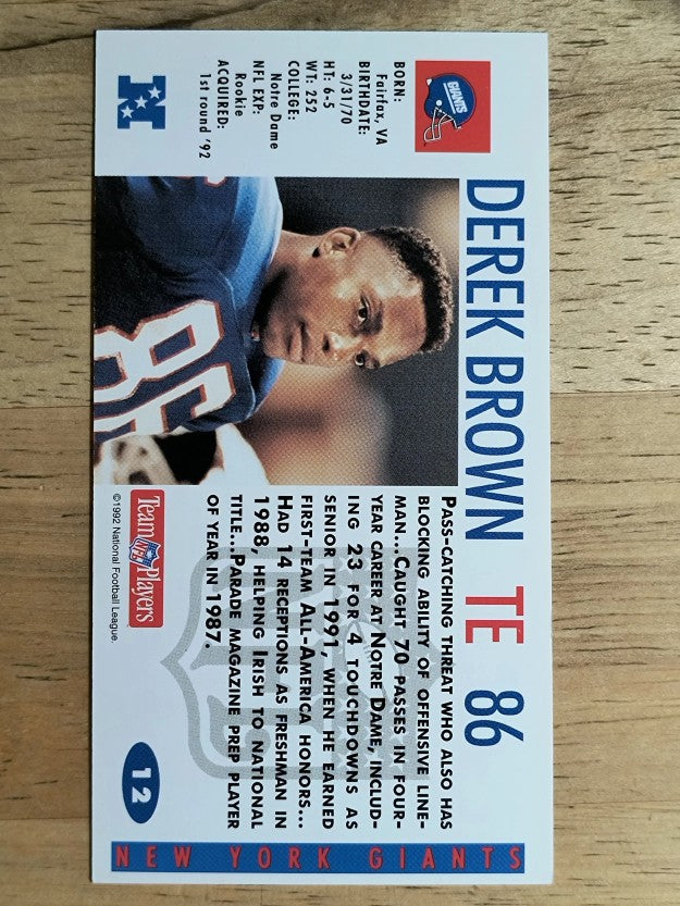 1992 GameDay #12 Derek Brown TE RC