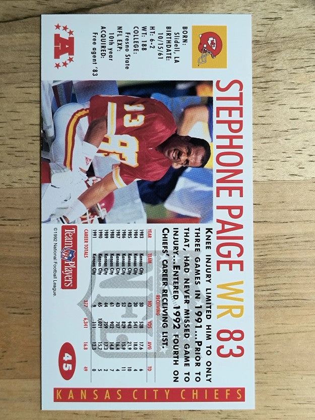 1992 GameDay #45 Stephone Paige