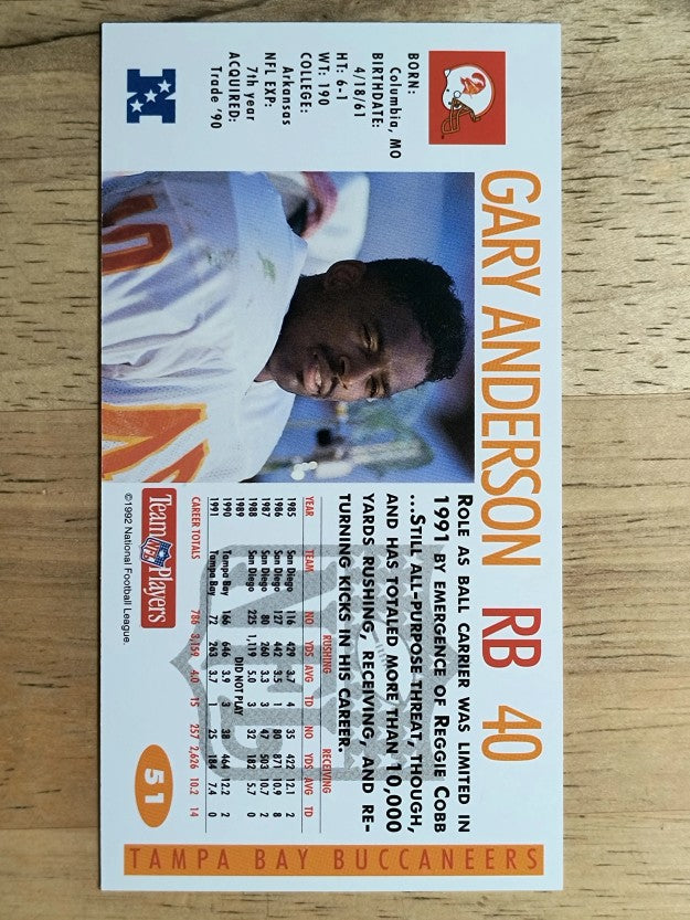1992 GameDay #51 Gary Anderson RB
