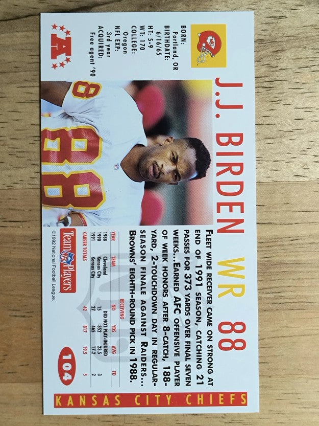 1992 GameDay #104 J.J. Birden