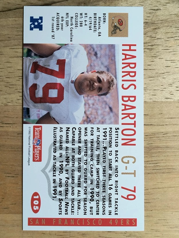 1992 GameDay #105 Harris Barton