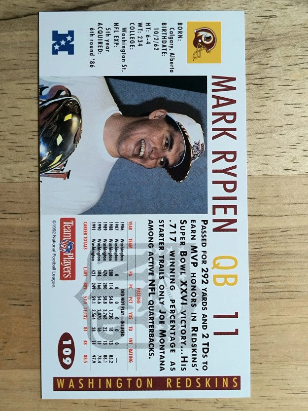 1992 GameDay #109 Mark Rypien