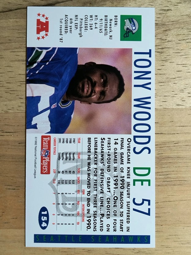 1992 GameDay #154 Tony Woods