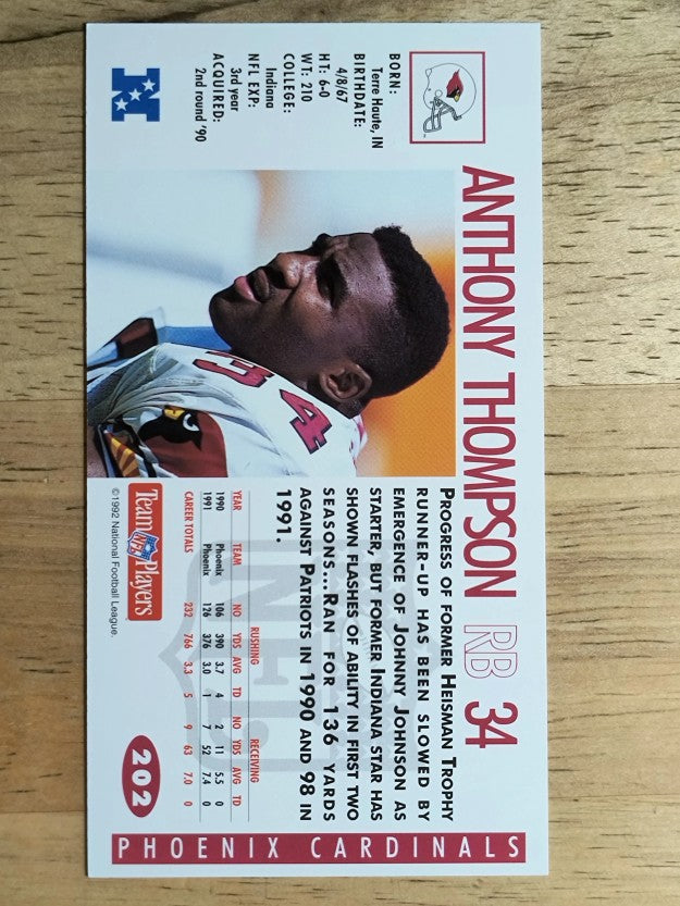 1992 GameDay #202 Anthony Thompson