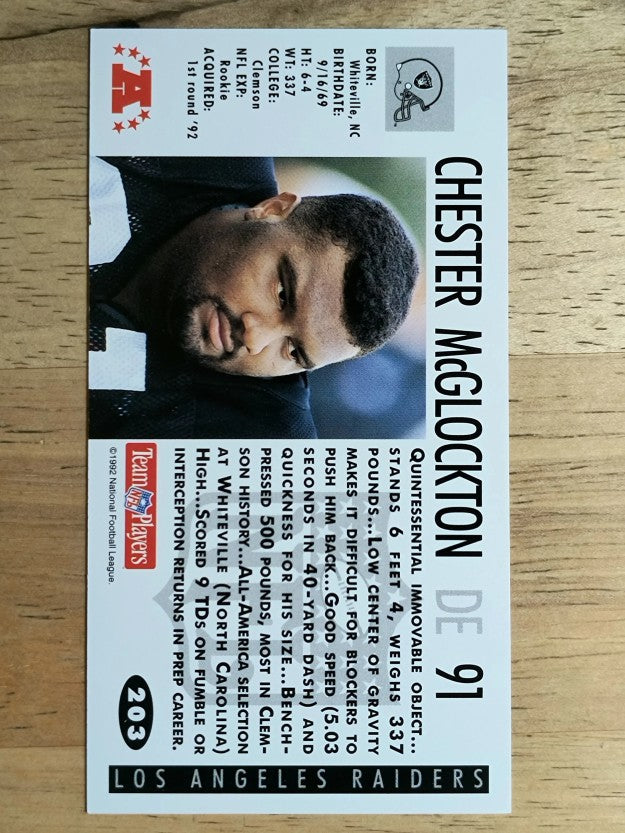 1992 GameDay #203 Chester McGlockton RC