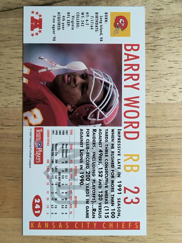 1992 GameDay #241 Barry Word
