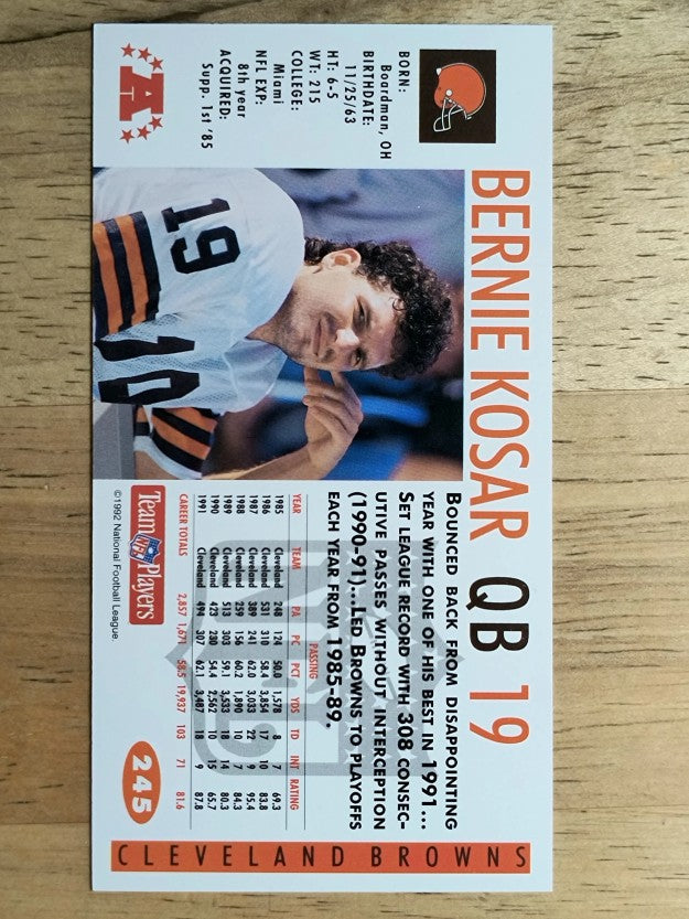1992 GameDay #245 Bernie Kosar