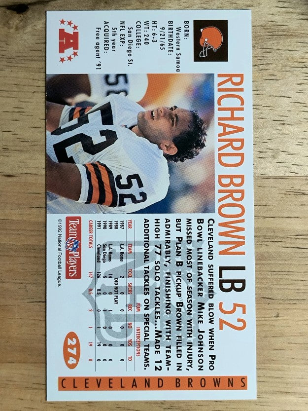 1992 GameDay #274 Richard Brown RC