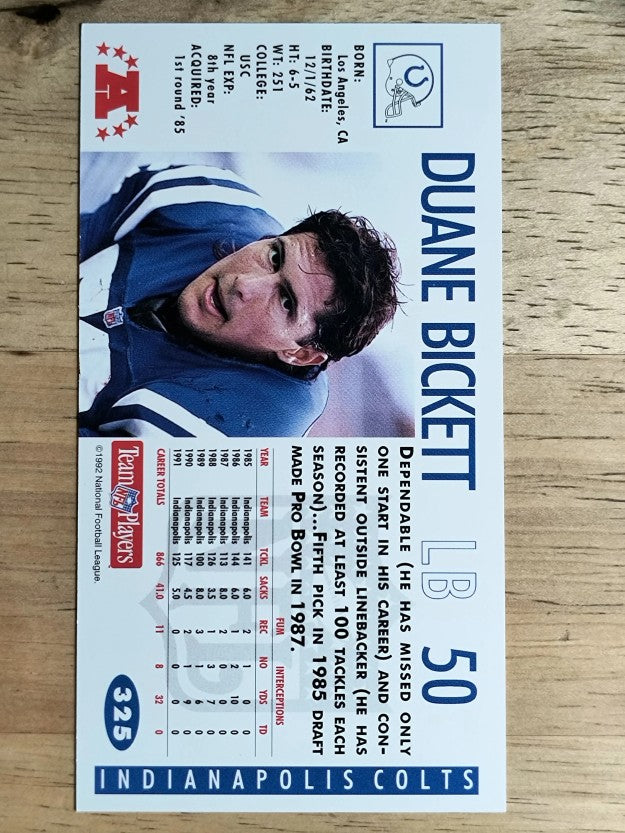 1992 GameDay #325 Duane Bickett