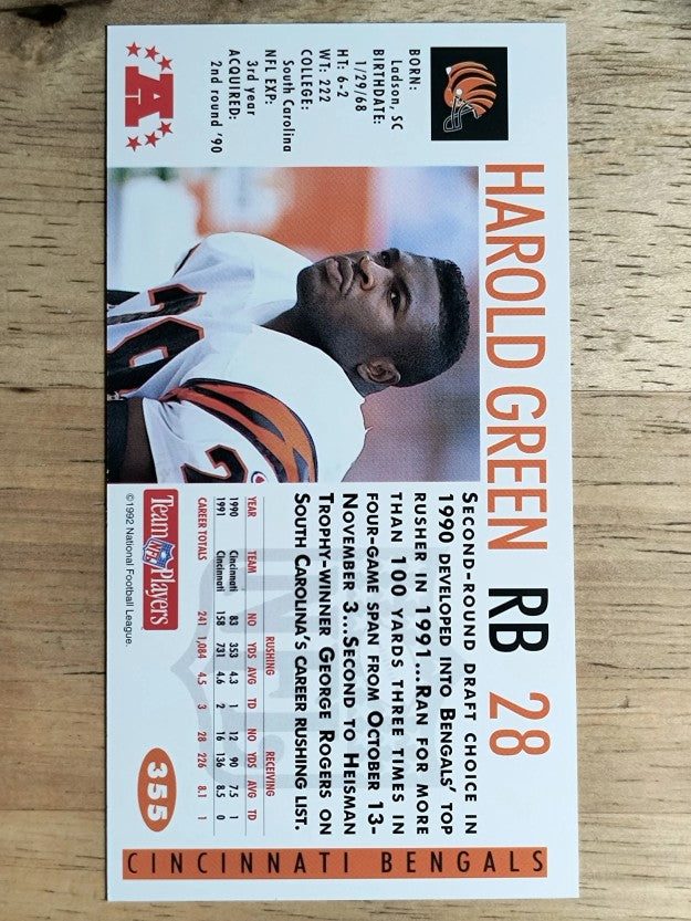 1992 GameDay #355 Harold Green