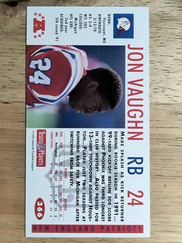 1992 GameDay #366 Jon Vaughn