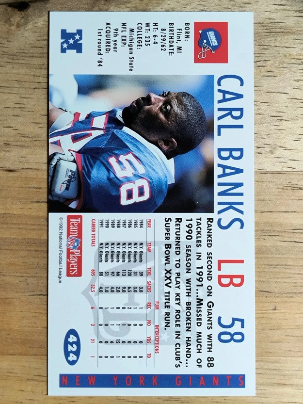 1992 GameDay #424 Carl Banks