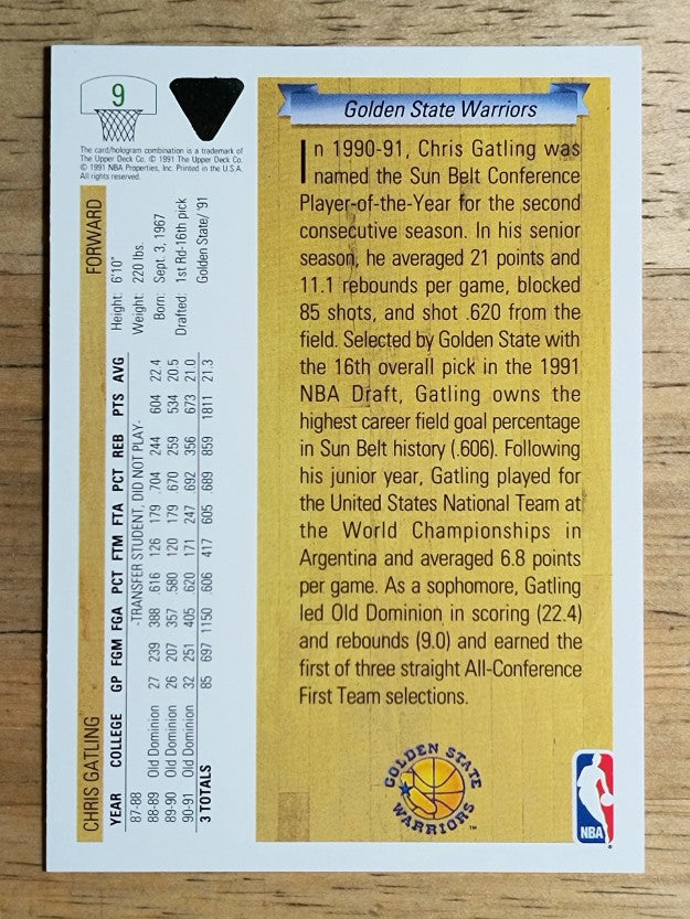 1991-92 Upper Deck #9 Chris Gatling RC