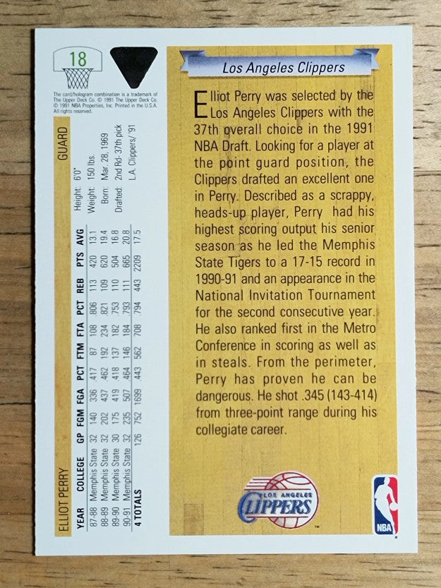 1991-92 Upper Deck #18 Elliot Perry RC