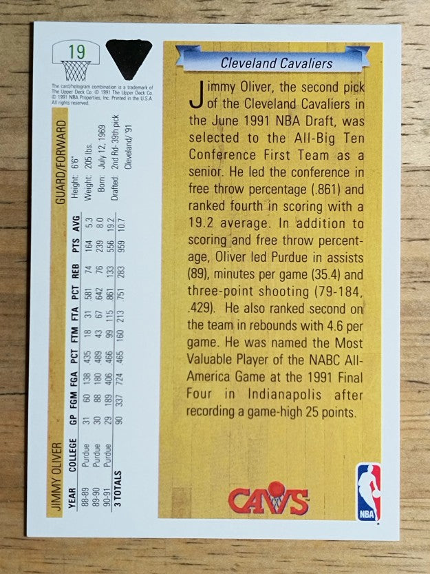 1991-92 Upper Deck #19 Jimmy Oliver RC