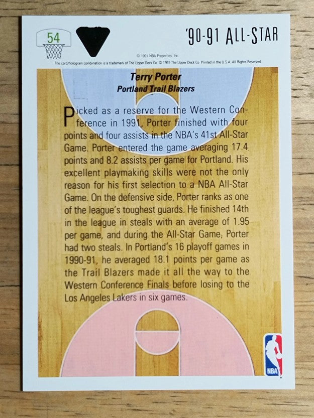 1991-92 Upper Deck #54 Terry Porter AS