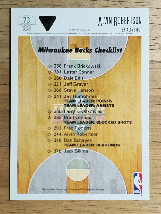 1991-92 Upper Deck #73 Alvin Robertson TC