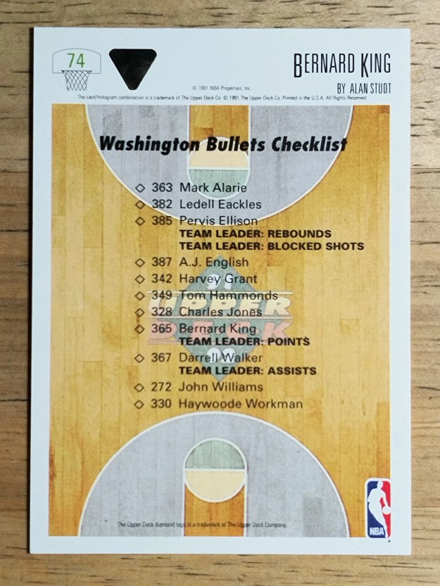 1991-92 Upper Deck #74 Bernard King TC