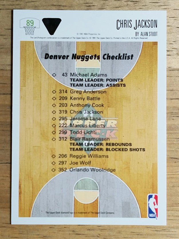 1991-92 Upper Deck #89 Chris Jackson TC