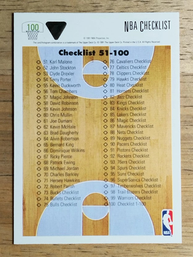 1991-92 Upper Deck #100 Checklist 1-100 (NM)