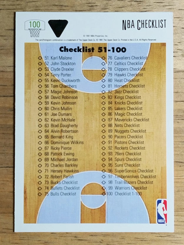 1991-92 Upper Deck #100 Checklist 1-100 (EX)