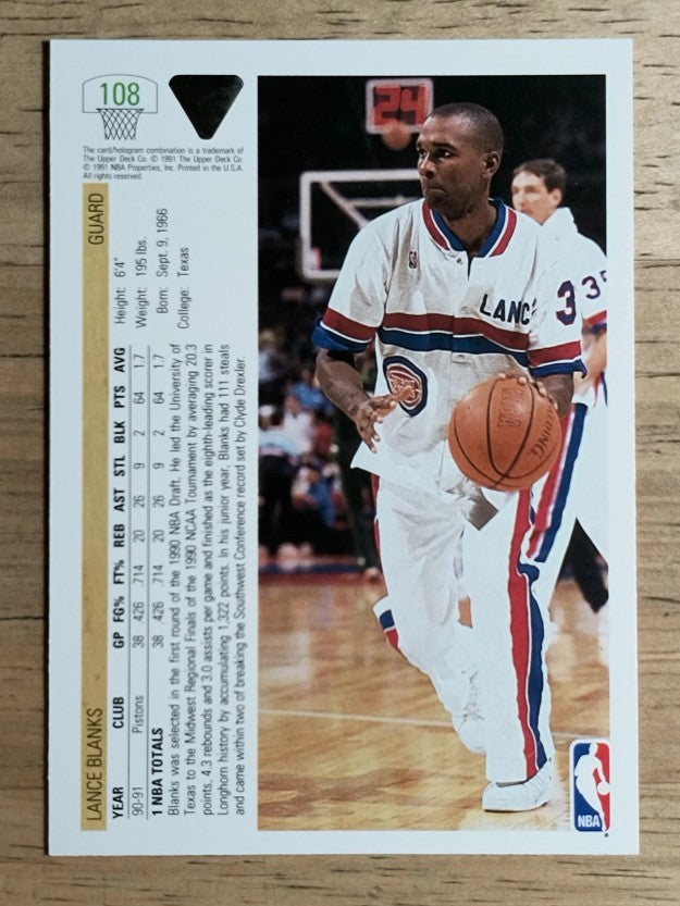 1991-92 Upper Deck #108 Lance Blanks