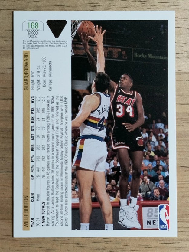 1991-92 Upper Deck #168 Willie Burton