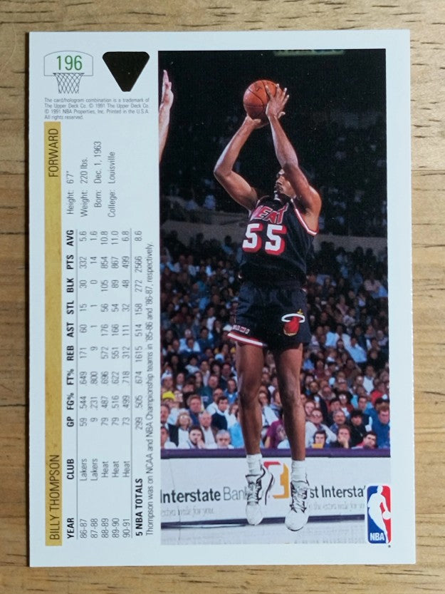 1991-92 Upper Deck #196 Billy Thompson