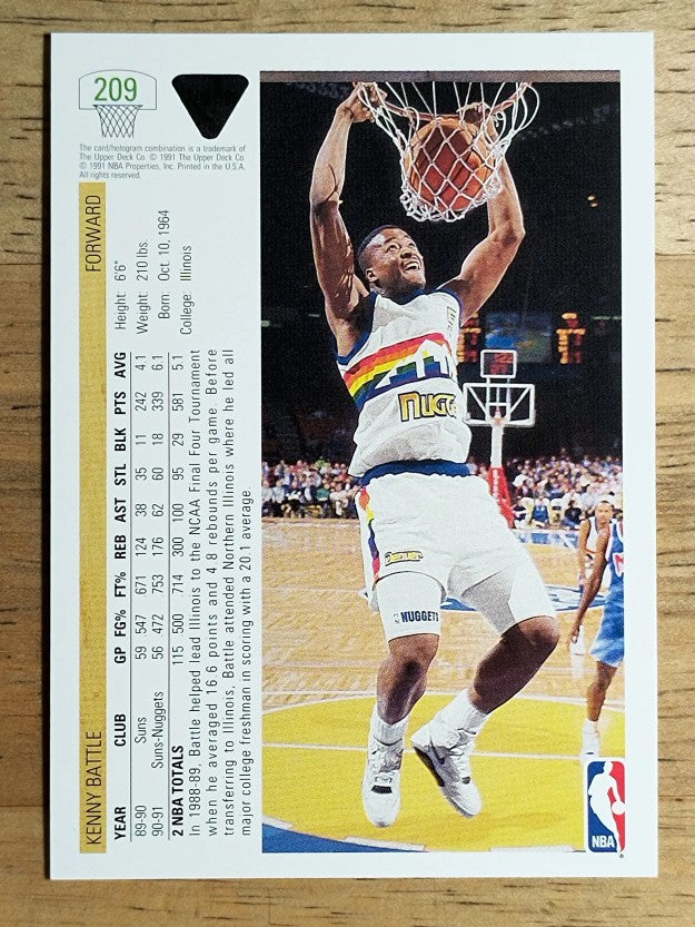 1991-92 Upper Deck #209 Kenny Battle