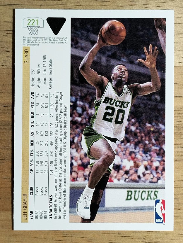 1991-92 Upper Deck #221 Jeff Grayer