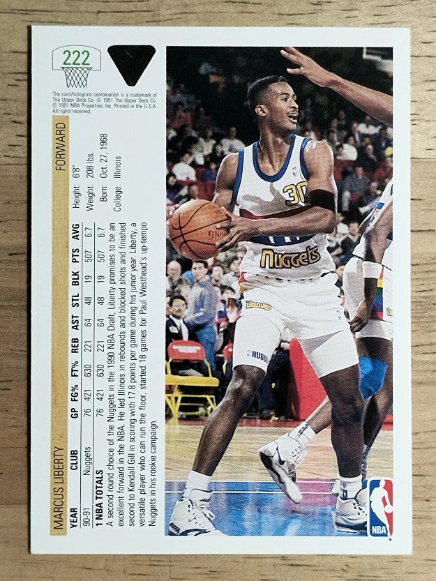 1991-92 Upper Deck #222 Marcus Liberty
