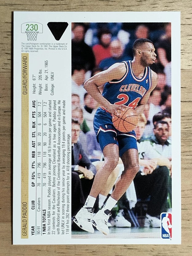 1991-92 Upper Deck #230 Gerald Paddio