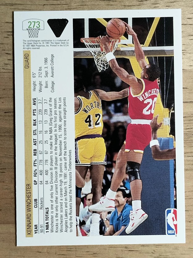 1991-92 Upper Deck #273 Kennard Winchester RC
