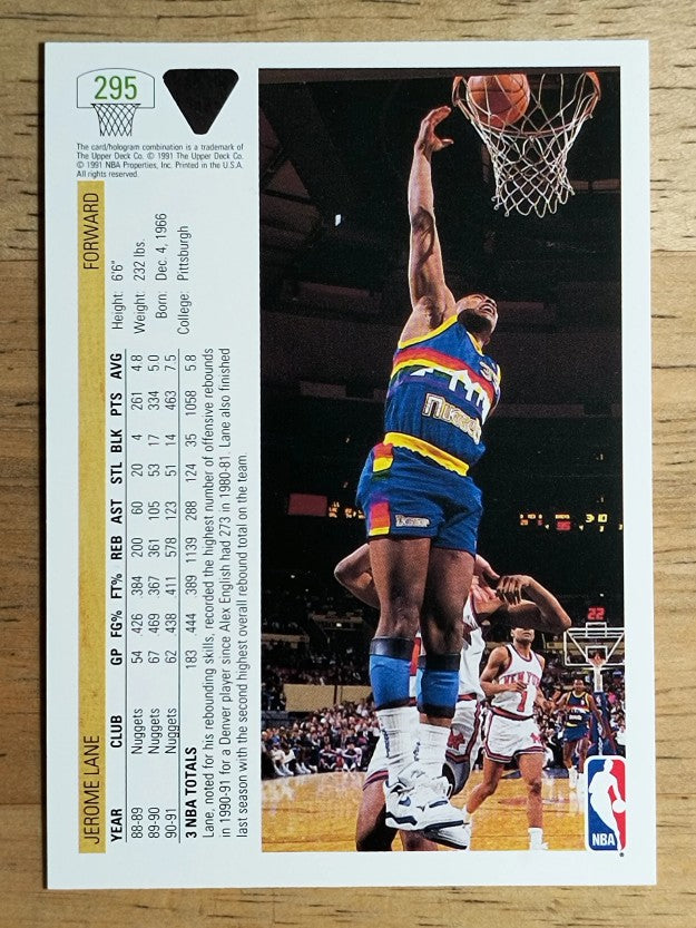 1991-92 Upper Deck #295 Jerome Lane