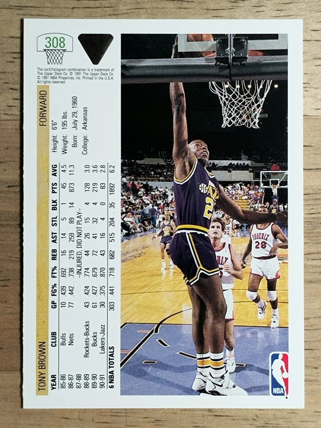 1991-92 Upper Deck #308 Tony Brown