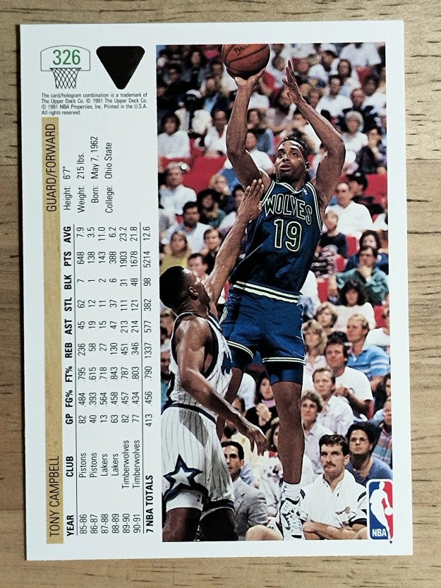 1991-92 Upper Deck #326 Tony Campbell