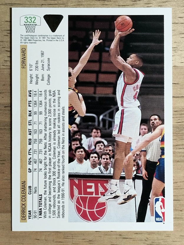 1991-92 Upper Deck #332 Derrick Coleman
