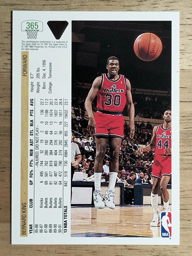 1991-92 Upper Deck #365 Bernard King