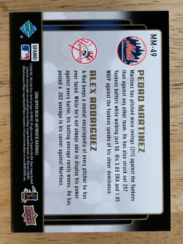 2008 SP Authentic Marquee Matchups #MM49 Pedro Martinez/Alex Rodriguez