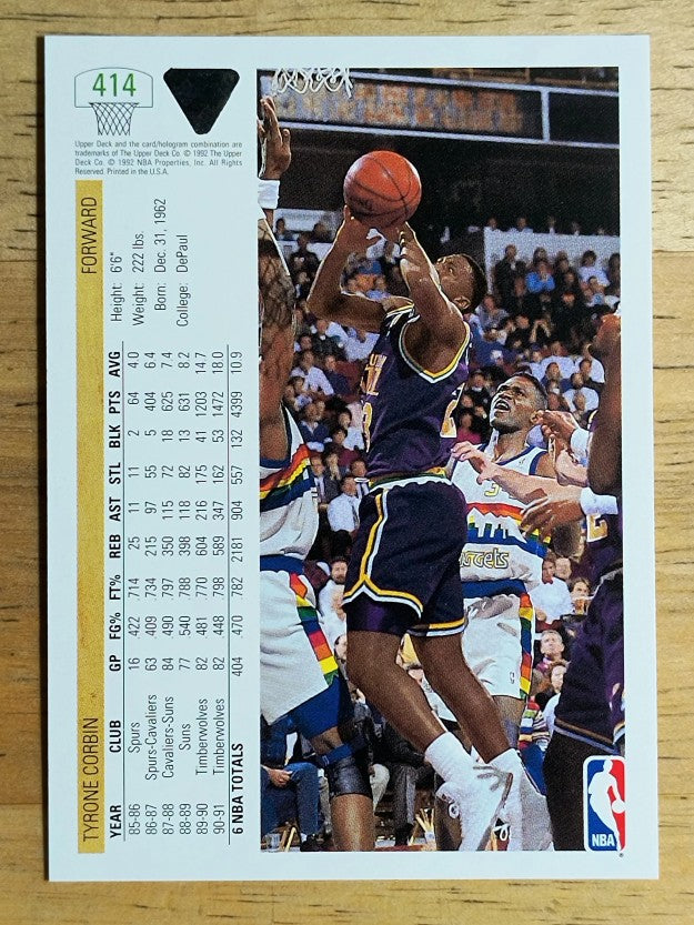 1991-92 Upper Deck #414 Tyrone Corbin