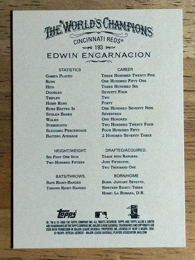 2008 Topps Allen and Ginter #193 Edwin Encarnacion