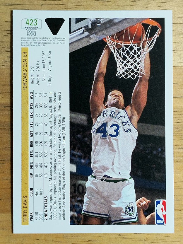 1991-92 Upper Deck #423 Terry Davis