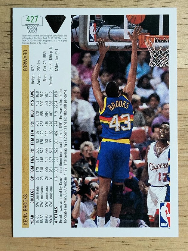 1991-92 Upper Deck #427 Kevin Brooks RC